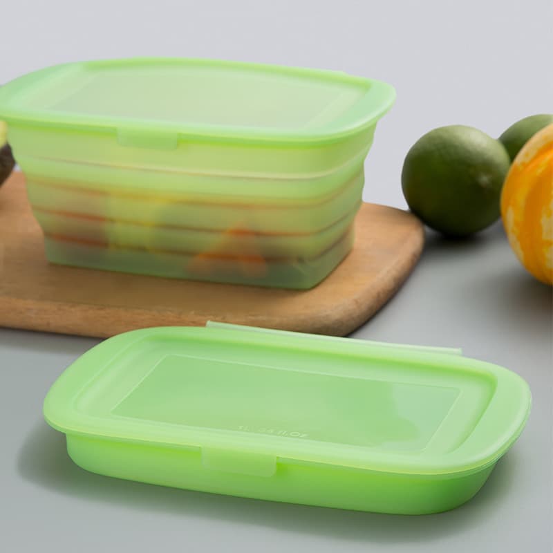 Silicone foldable lunch box with lid, vegetable and fruit crisper, lunch box, silicone foldable lunch box, retractable lunch box