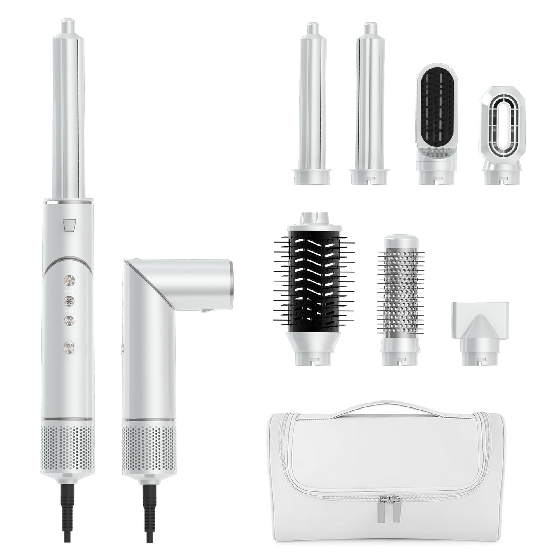 White Foldable Hot Air Comb Hair Dryer 7 in 1 Hair Styler & Hair Dryer Brush