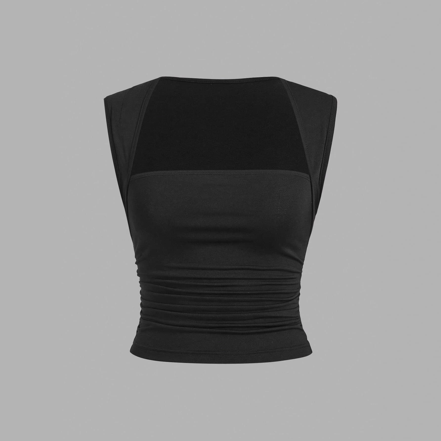 2025 Summer Y2K Street Solid Square Neck Slimming Cropped Casual Sleeveless Fashion Y2K Hot Girl Top