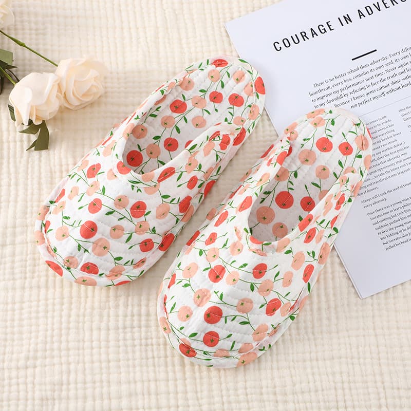 2025 Crawl Shoes Soft Sole Slippers for Women, Cotton Fabric Indoor and Outdoor Thin Sole, Full Cotton Closed Toe Indoor Cotton Slippers for Home