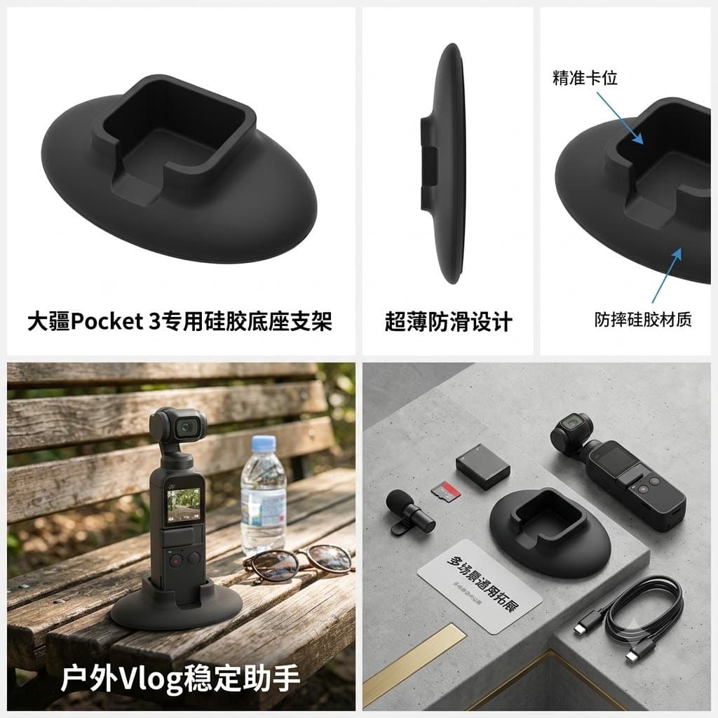 DJI Pocket3/4 Desktop Fixed Base Car Base Soft Rubber Base Desktop Support Bottom