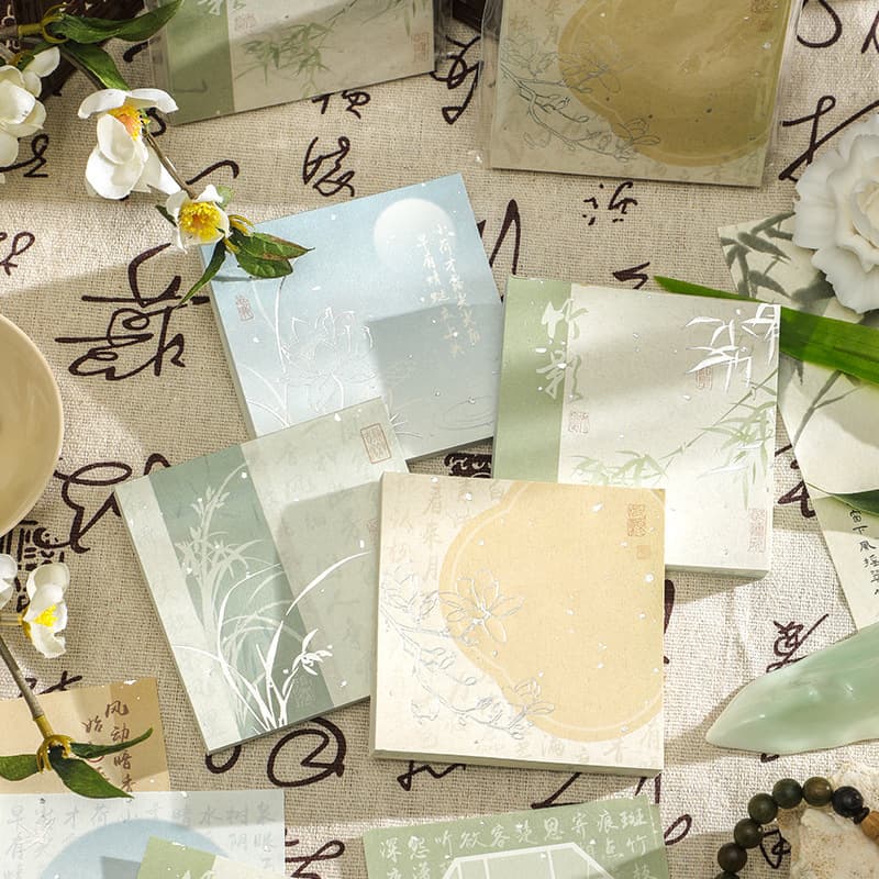 Jilvy Encounter Sincere Product - One Paper Jiangnan Series - National Style Sticky Notepad, Bamboo Tear-off Memo Note Paper
