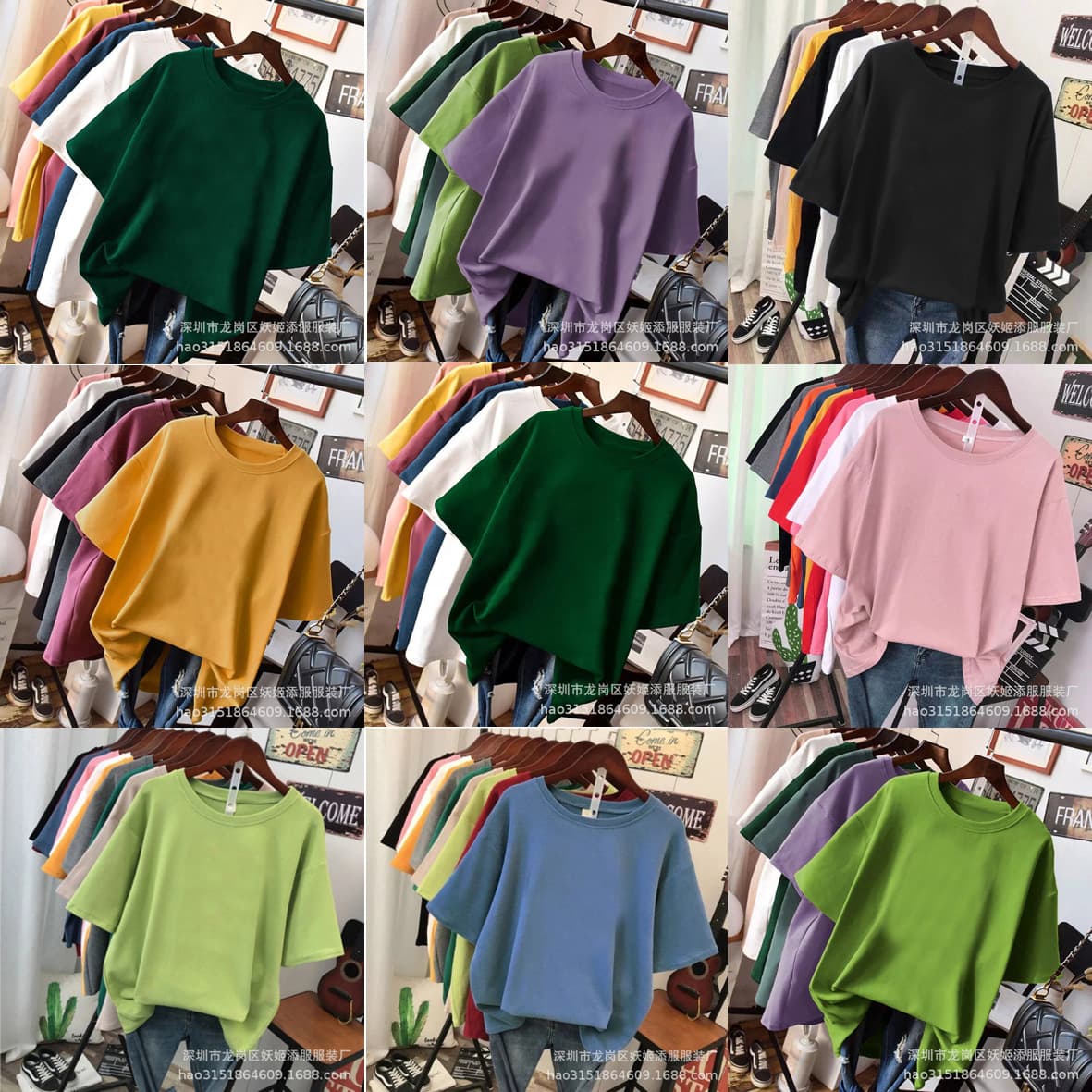 Women's Clothing One-Piece Dropshipping Solid Color New Summer Women's Short-Sleeve T-Shirt for Women 9.9 Free Shipping 1688 Women's Clothing Wholesale