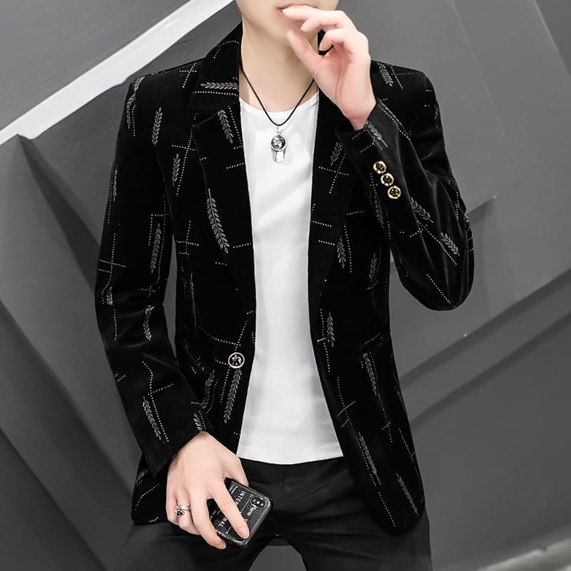 2024 Quality Versatile Men's Casual Blazer Jacket Thick Coat Korean Slim Fit Spring Autumn Single-Breasted Fashion