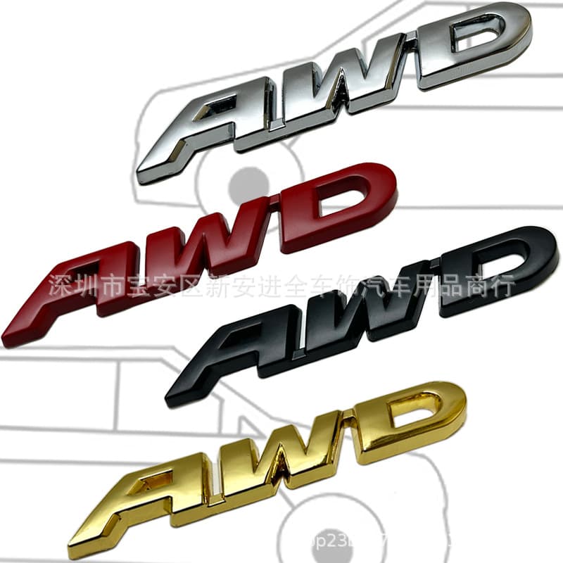 AWD Four-Wheel Drive Metal Emblem for Honda New CRV, Song, Poem, Map, Binzhi, XRV Rear Trunk Badge Letter Logo