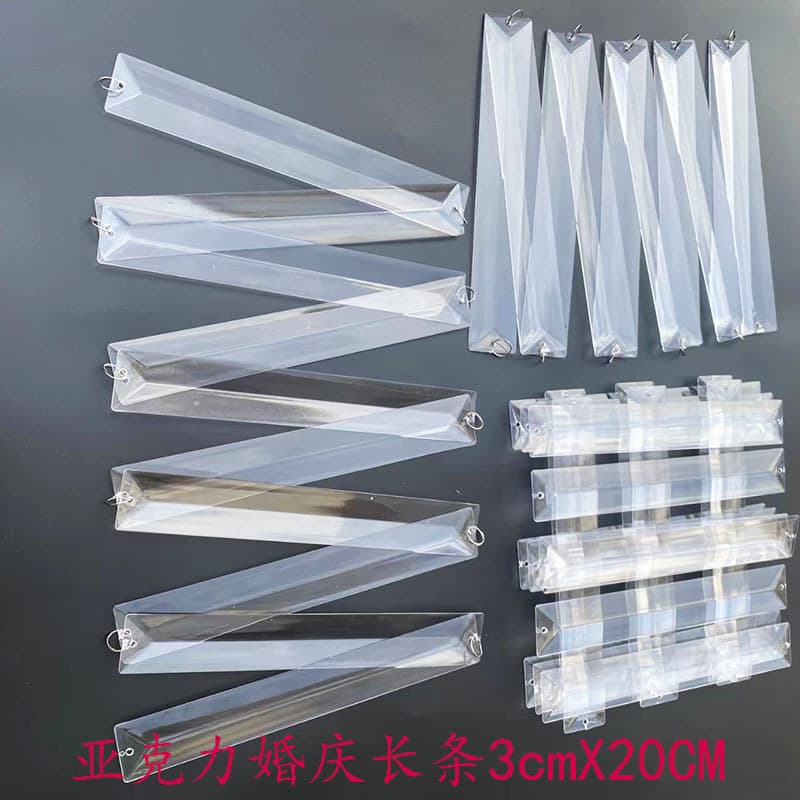 20cm Acrylic Triangle Strip Hanging Ornaments Wedding Ice Strips Wedding Ceiling Decoration Bead Strings DIY Crystal Chandelier Accessories