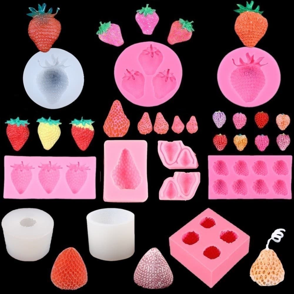 DIY Strawberry Chocolate Fondant Cake Baking Mold, Aromatherapy Candle Strawberry Decoration Silicone Mold