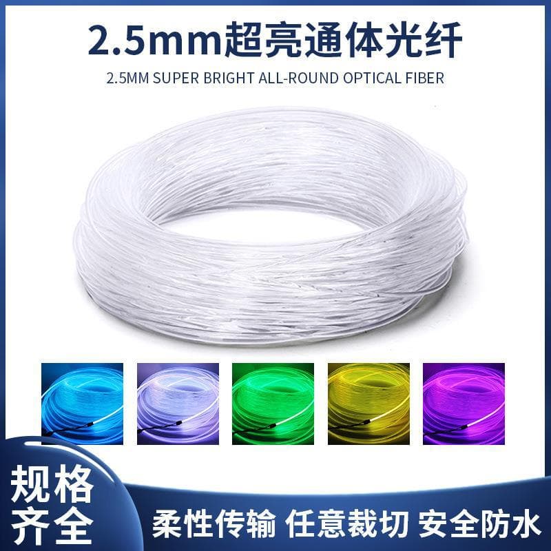 Ultra-Bright 2.5mm Fiber Optic Light Strip Glowing Mouse Pad Atmosphere Light Waterproof Wear-Resistant Fiber Optic Tube Transparent Light Bar