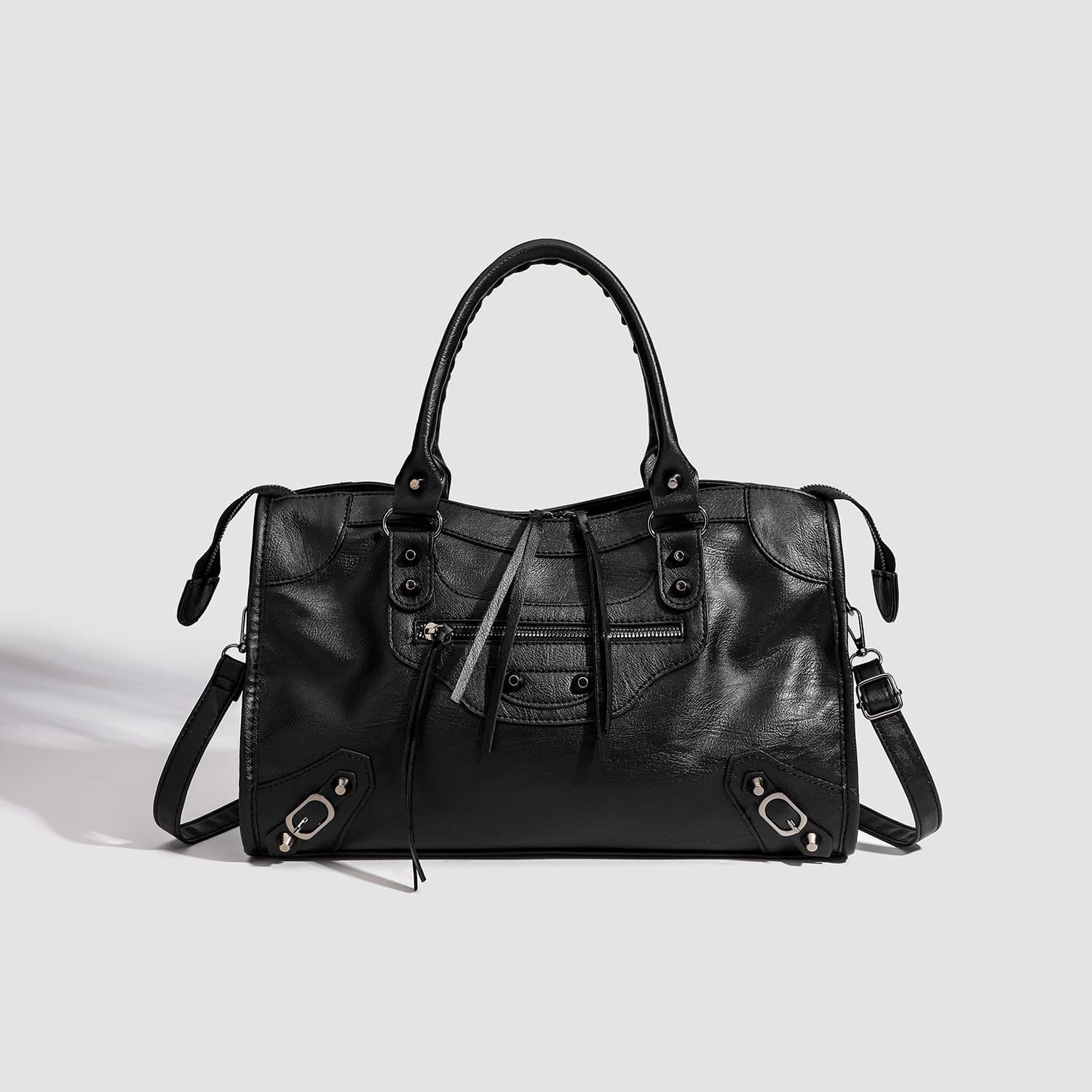 Niche Design French Rivet Motorcycle Bag Double-Sided Edgy Bag Premium Large Capacity Shoulder Crossbody Cool Handbag