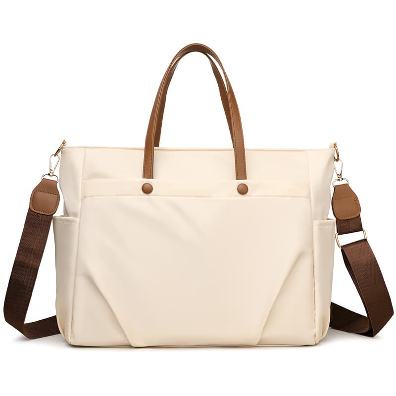 Simple large-capacity tote bag for women, commuting shoulder crossbody bag, fashionable and versatile computer bag, beige handbag