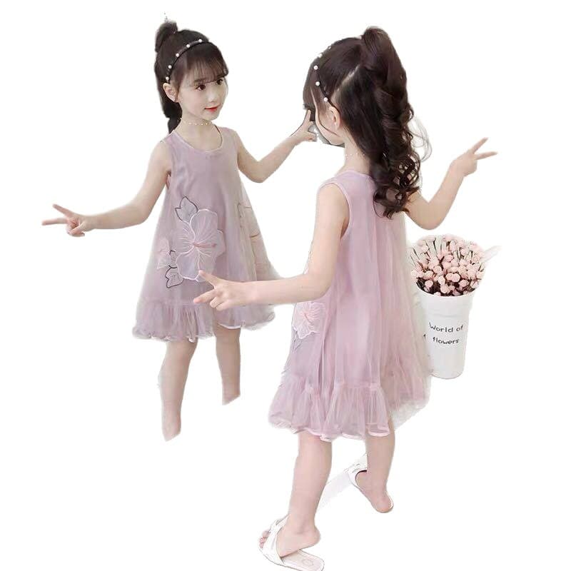 Girls Summer Dress 2026 New Style Trendy Sleeveless Mesh Kids Halter Princess Dress for Girls Fashion