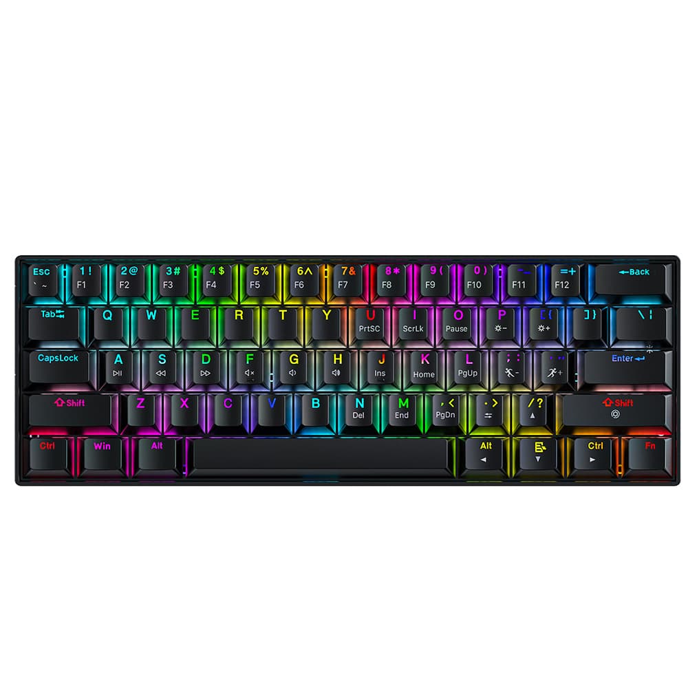 Bluetooth Tri-Mode Mechanical Keyboard 61-Key RGB Backlit Brown Switch Esports Wireless Gaming Keyboard Factory Hot Sale