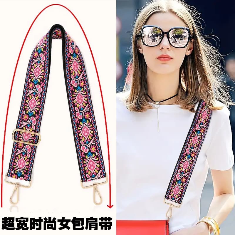 Crossbody Bag with Extra Wide Accessories Colorful Satchel Thick Strap Stringed Long Replacement Strap Adjustable Universal Bag Shoulder Strap