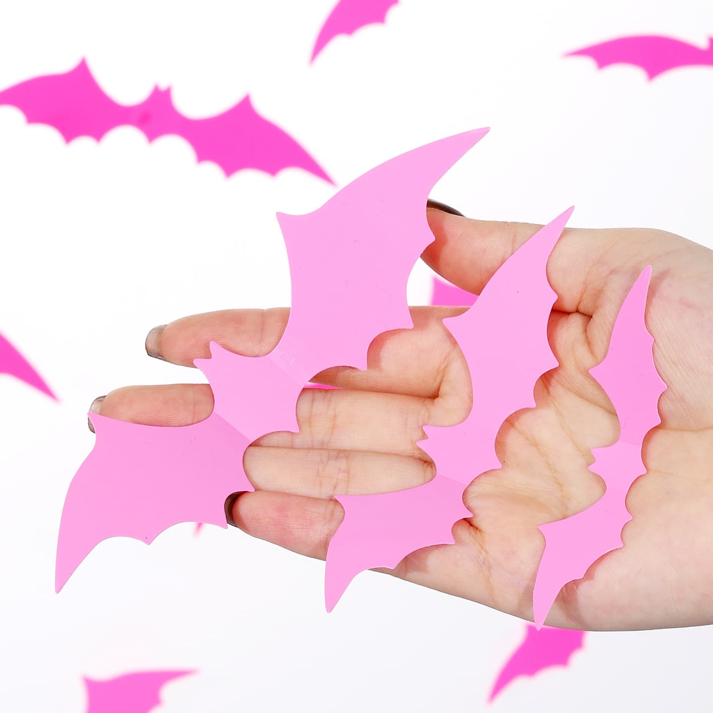 Halloween Pink Bat 3D Bat Decorative Wall Wall Sticker PVC Decorative Sticker 3D Bat Wholesale