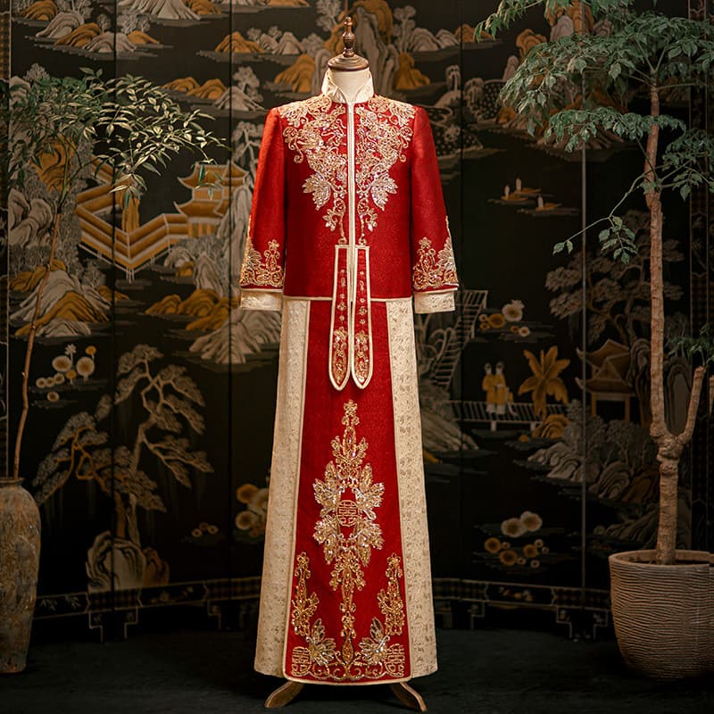 Men's Xiuhe Dress 2025 New Style Chinese Wedding Groom Toasting Plus Size Tang Suit Dragon and Phoenix Gown Men's Wedding Attire