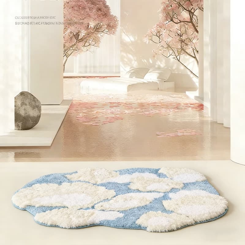 Blue Cloud Ins Flocked Tufted Living Room Rug Bedroom Room Bedside Rug Study Cloakroom Decorative Floor Mat