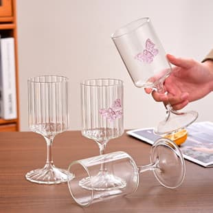 Ins Style High-End Highball Glass, Juice Glass, Cocktail Glass, Champagne Glass, Butterfly High Borosilicate Glass Cup