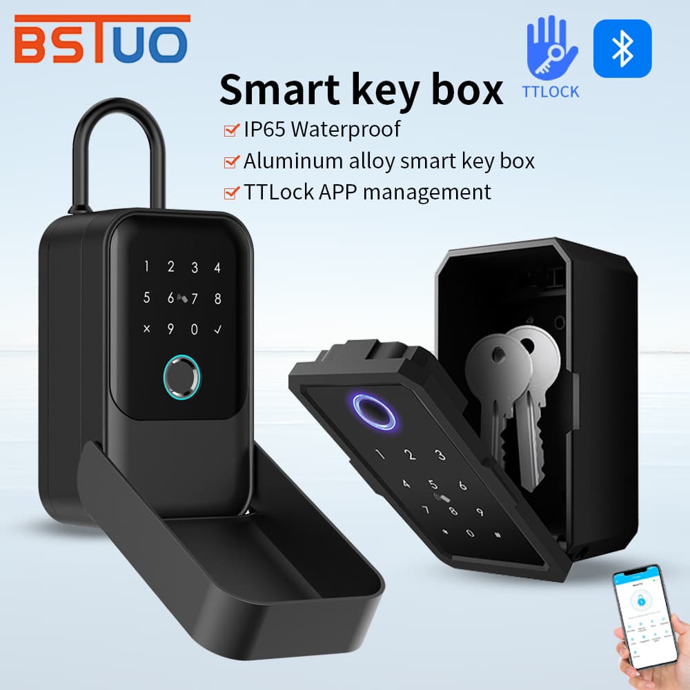 Tongtong Graffiti Fingerprint Password Box Wall-Mounted No-Drill Smart Electronic Remote Unlock Hook Key Lock Box