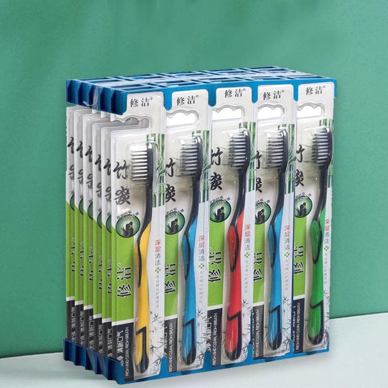 Soft Bristle Bamboo Charcoal Toothbrush Single Packaged Hotel Home Use Adult Couple High End Toothbrush by None( AE Stock)