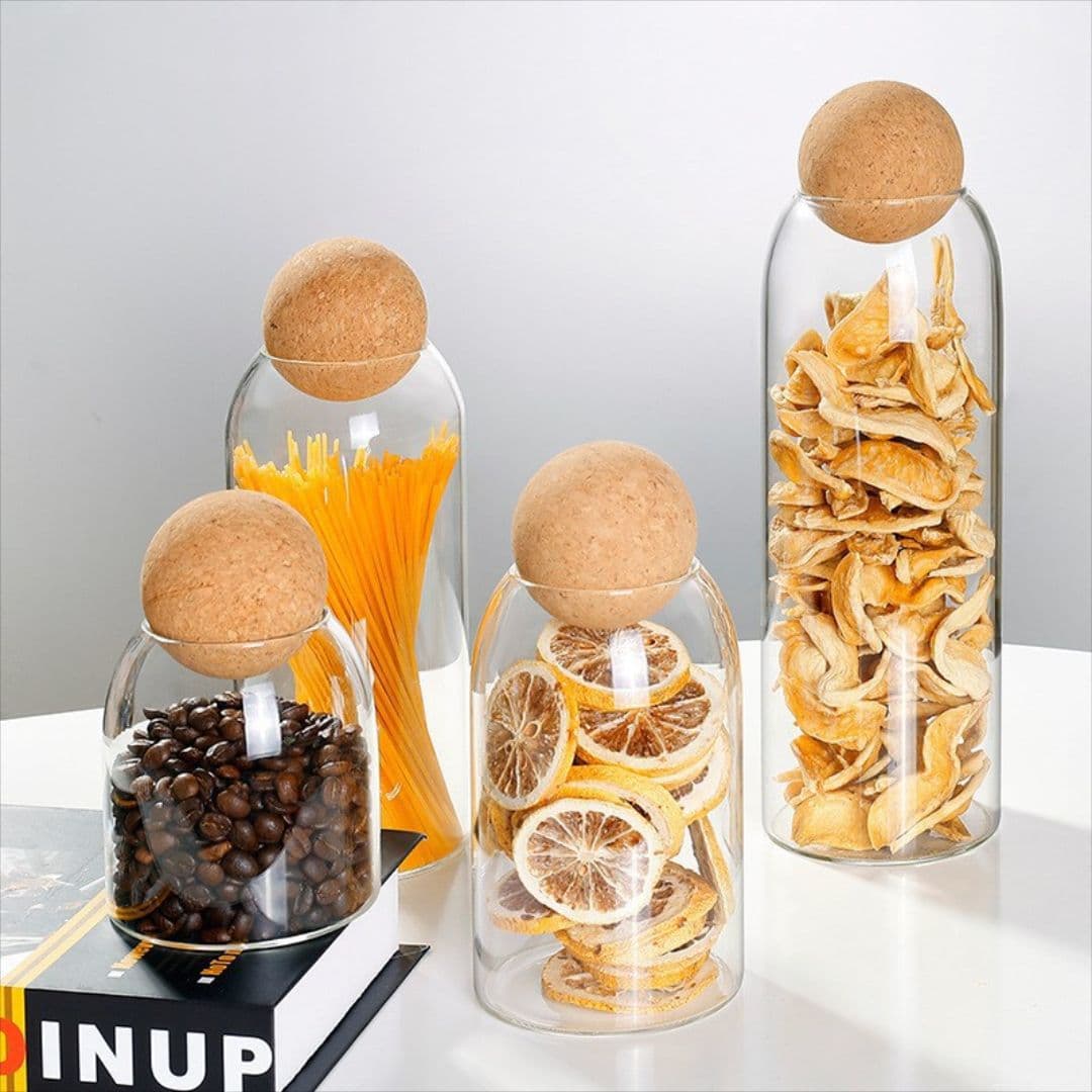 Cork Stopper Glass Sealable Jar Minimalist Tea/Coffee Storage Bottle Large Borosilicate Container