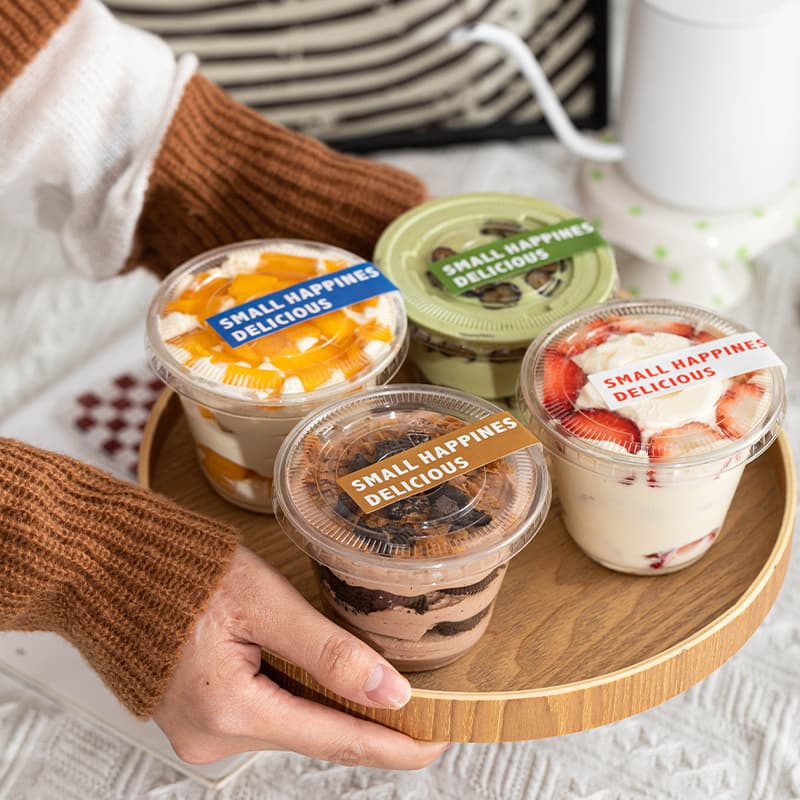 Trendy Mini Dessert Transparent Cup Plastic Tiramisu Packaging Outer Box 180ml Mini Mousse Container