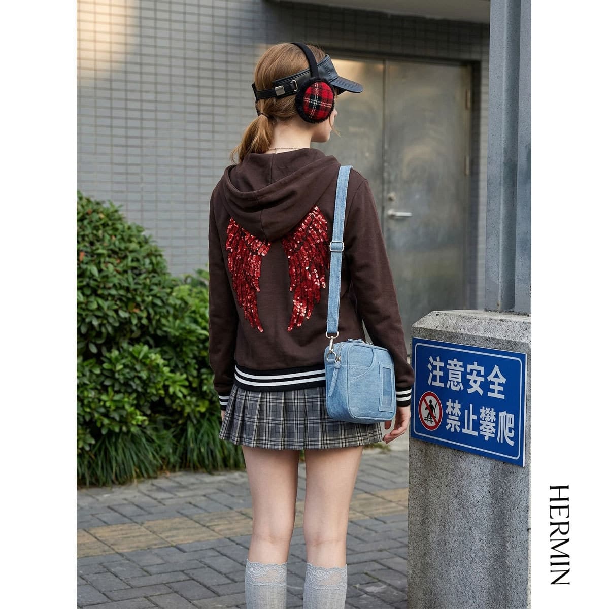 Heming Small Capacity Ita Bag Women Casual Daily Crossbody Denim Bag Canvas Bag 60072