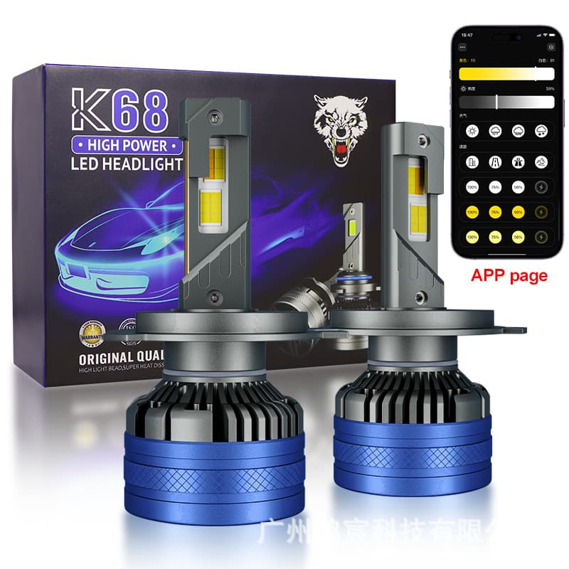 Cross-Border Factory K68 APP Controlled Light High Power LED Car Light 240W Car LED Bulb LED Headlight