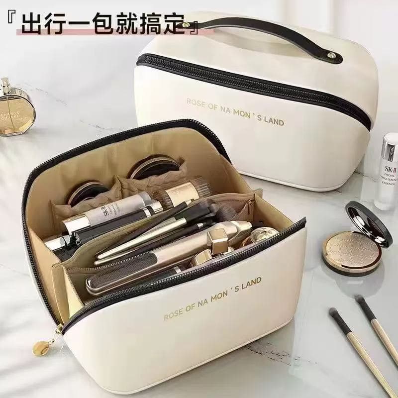 PU Handheld Cosmetic Organizer Bag, Portable Large Capacity Simple Pillow Bag for Women, Travel Waterproof Toiletry Bag for Cross-Border Use
