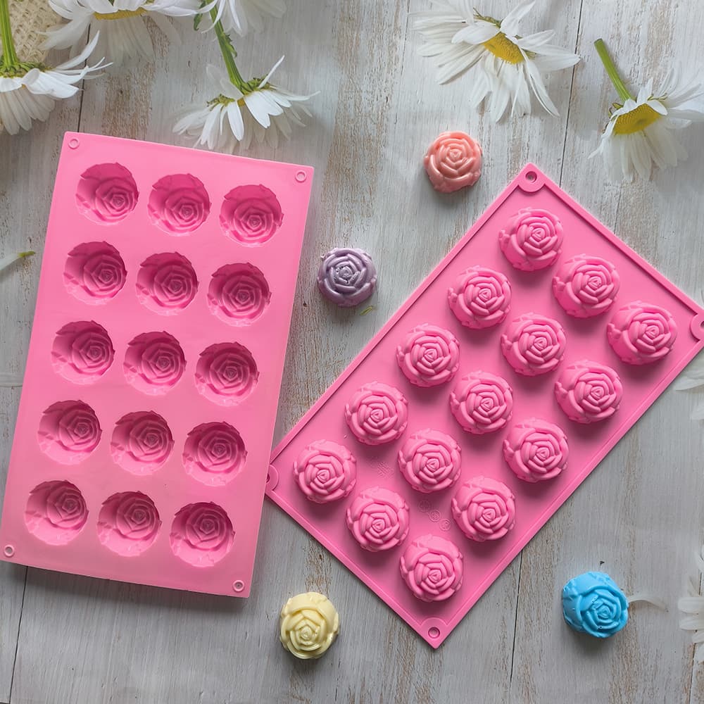 15-cavity mini rose-shaped silicone mold DIY T candy pudding handmade soap cake mold chocolate baking