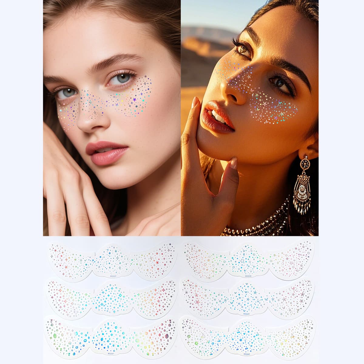 New Laser Glitter Freckle Face Sticker European and American Style Stage Party Face Decoration Temporary Tattoo Viral Makeup Sticker
