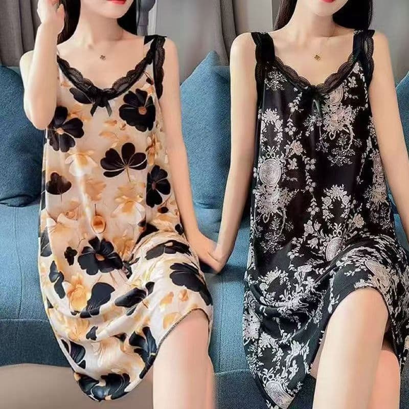 Cross-Border Exclusive Supply of New Style Suspender Ice Silk Mesh Sleeveless Pajamas for Women, Summer Nightgowns, Women's Pajamas, Ladies' Pajamas