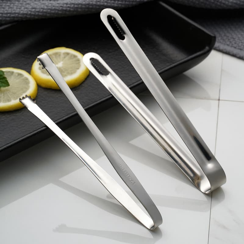 Stainless Steel New Internal Tooth Ice Tongs with Anti-Drop Teeth, Hotel KTV Bar Ice Cube Tongs, Creative Food Tongs