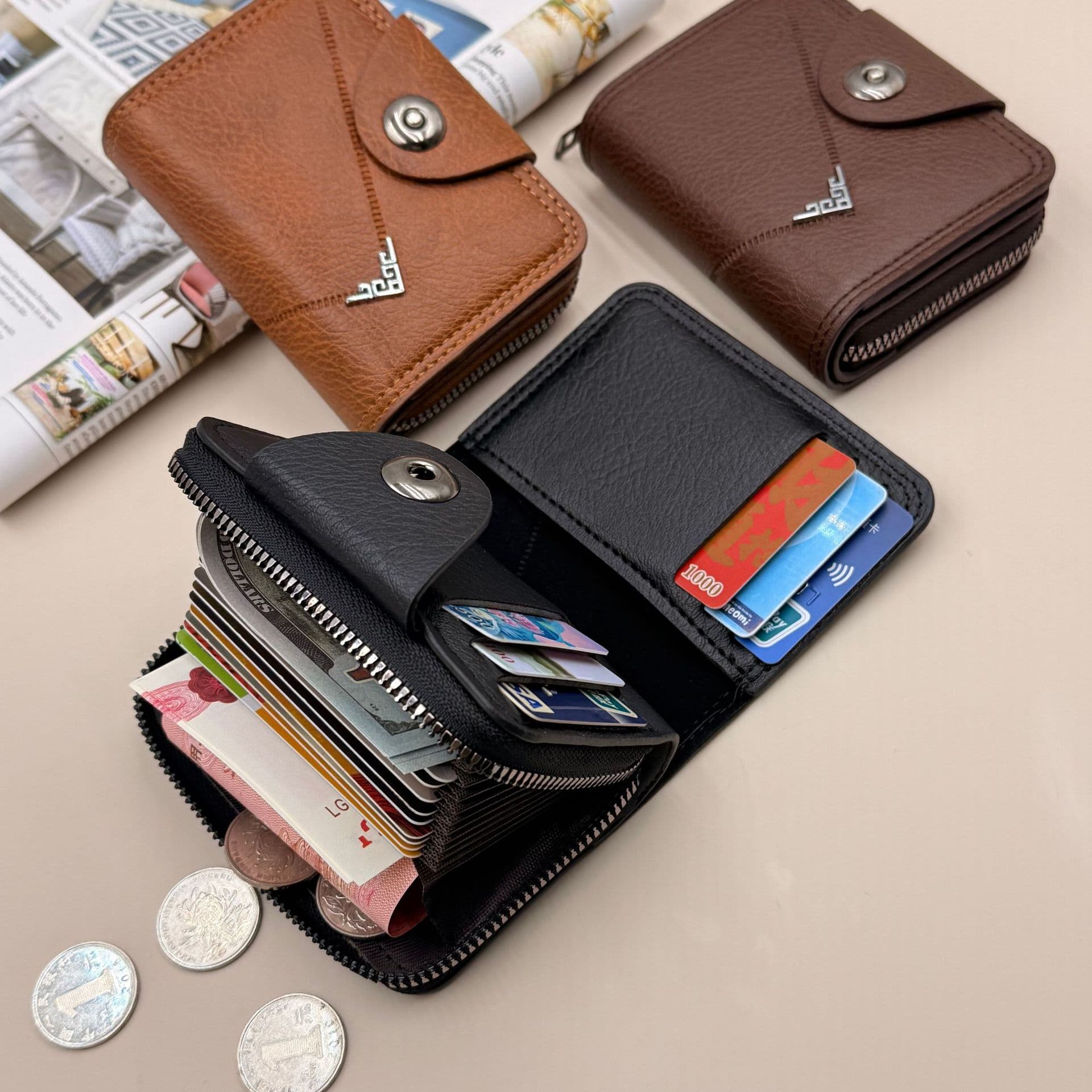 Hot-selling men's wallet card holder, easy to organize, European and American cross-border style, large capacity, Amazon bestseller, factory stock