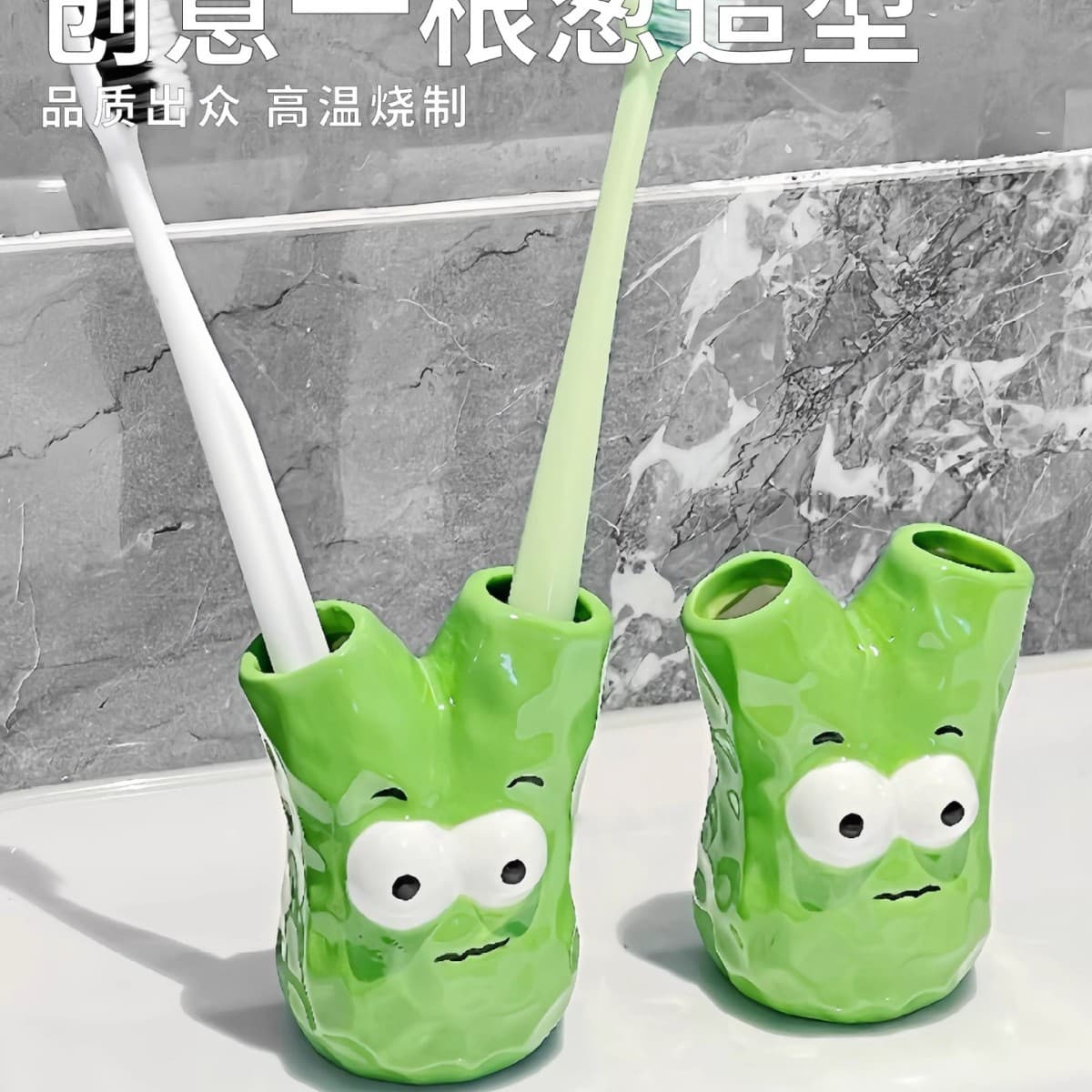 Big Eye Fruit Decorative Ornament Creative Cartoon Student Desk Decor Home Resin Craft Toothbrush Holder