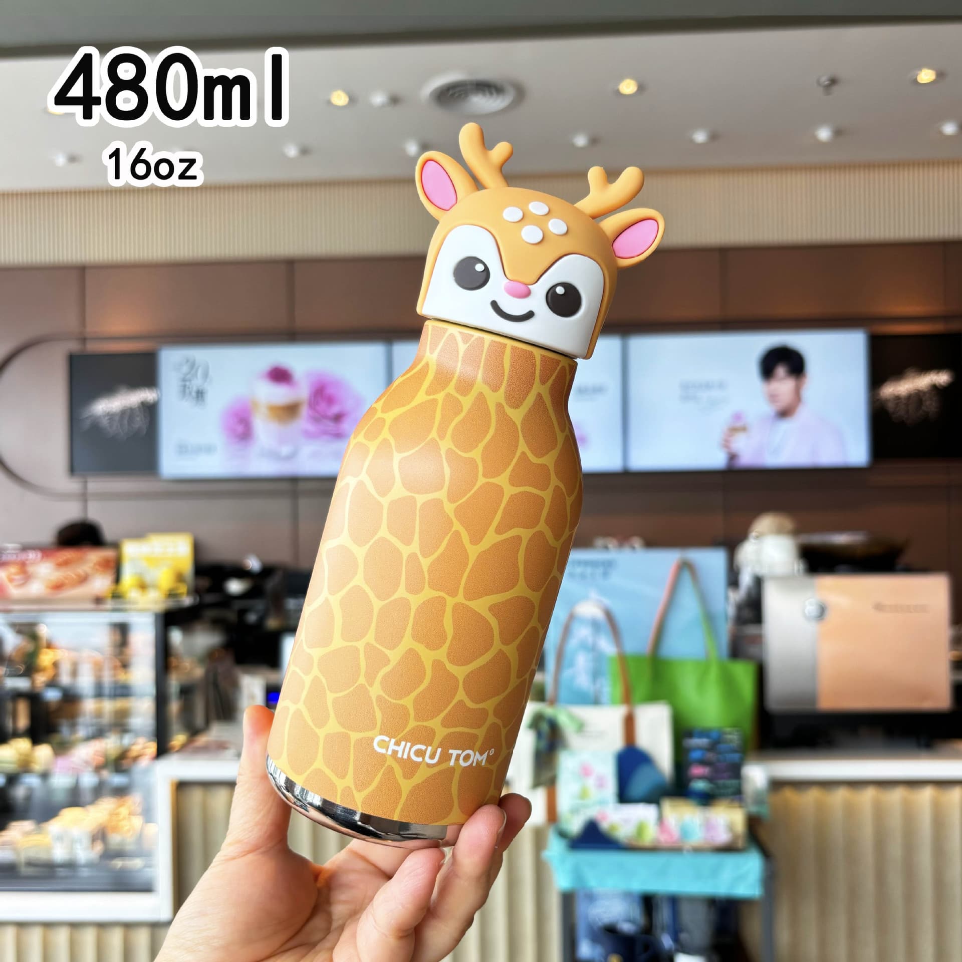 Cross-border children's straw cup cartoon animal head stainless steel 316 thermos cup twelve zodiac creative cartoon cup