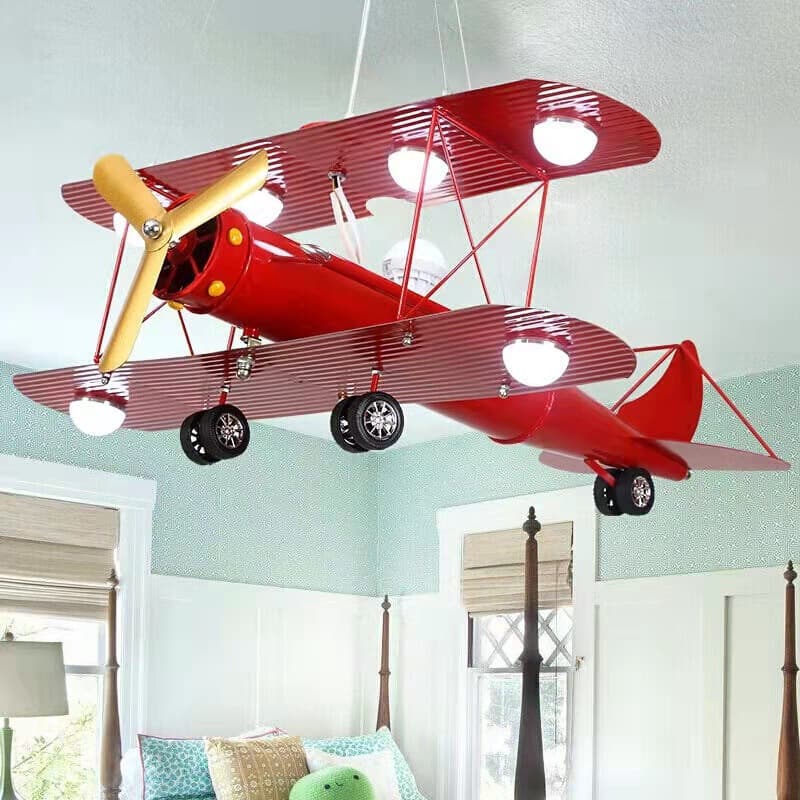 Cool LED Airplane Pendant Light for Kids' Bedroom, Creative Cartoon Iron Missile Shape Light for Boys and Girls