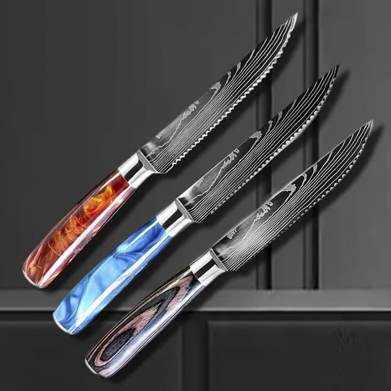 Cross-border popular Western-style stainless steel steak knife, chef's knife, serrated kitchen knife, sharp, in stock.