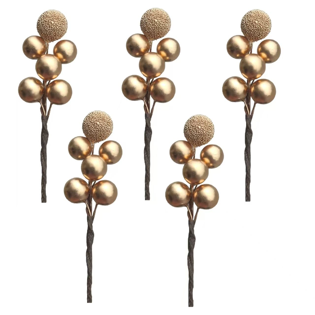 [Gold and silver glass beads fruit skewers] Wedding candy box accessories, simulated bayberry gold berries, small gold fruit skewers