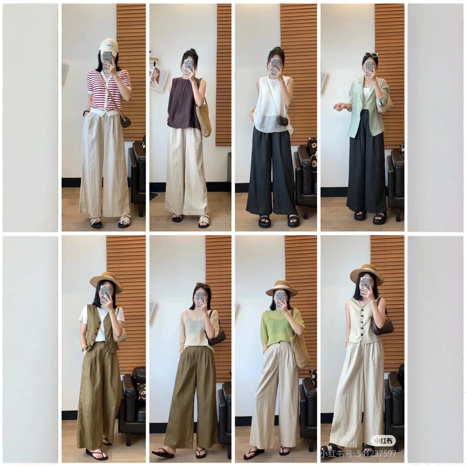 Linen and Ramie Old Money Style Wide Leg Pants Casual Trousers Women Mid-Rise Wide Leg Pants Summer Outfit Pants Wholesale Stock