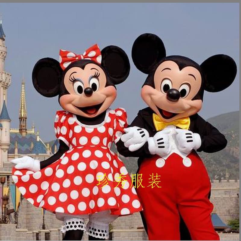 Mickey and Minnie Mouse Cartoon Character Costume Walking Cosplay Head Prop Anime Character Performance Plush Suit