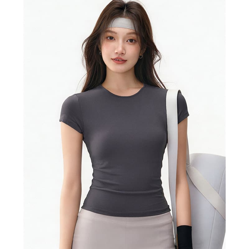 New Summer Yoga Top for Women - Quick-Dry Breathable Mesh Short Sleeve Workout Shirt for Fitness Pilates Training, Slim Fit