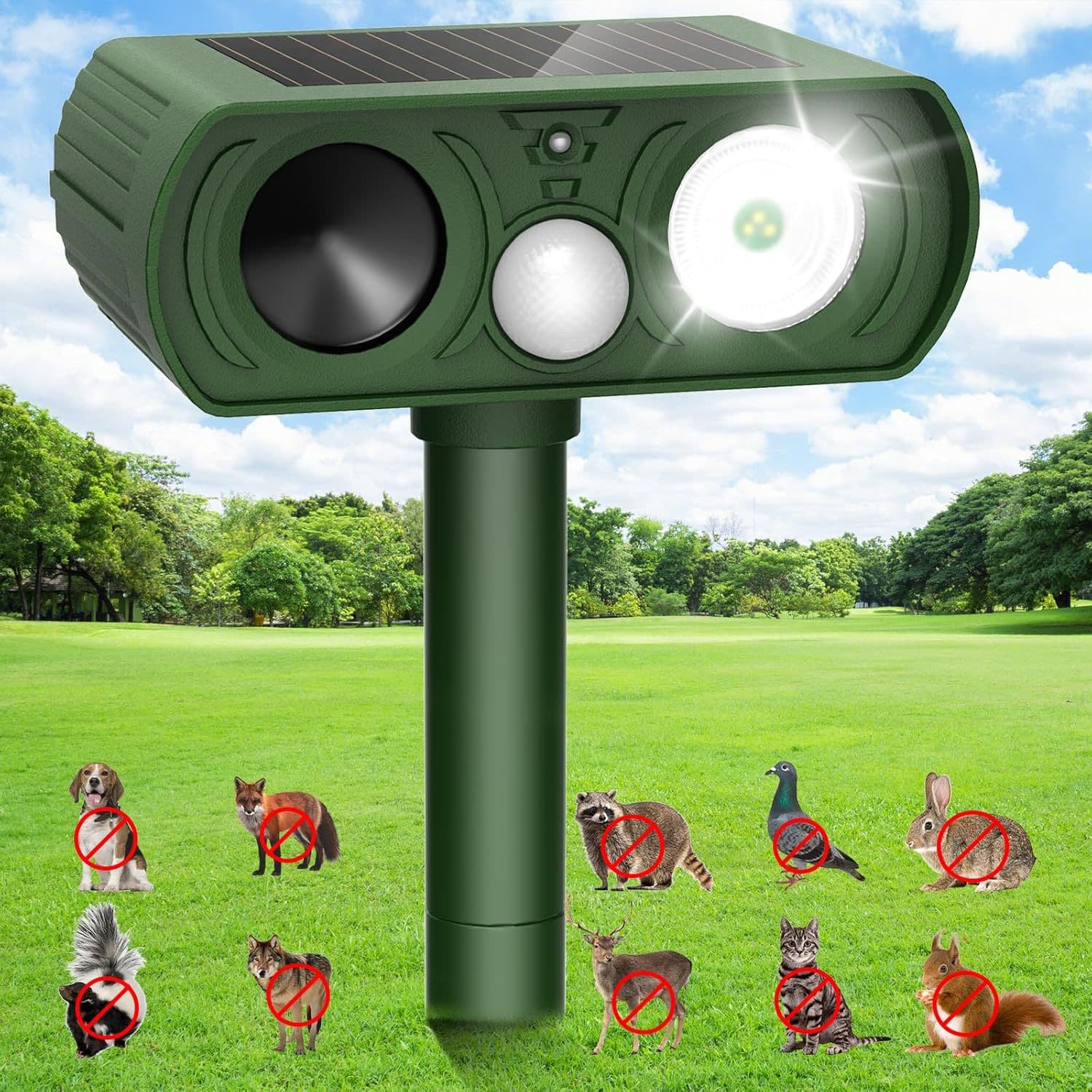 Solar outdoor ultrasonic animal repeller, rat repeller, bird repeller, snake wildlife repeller, cat and dog yard