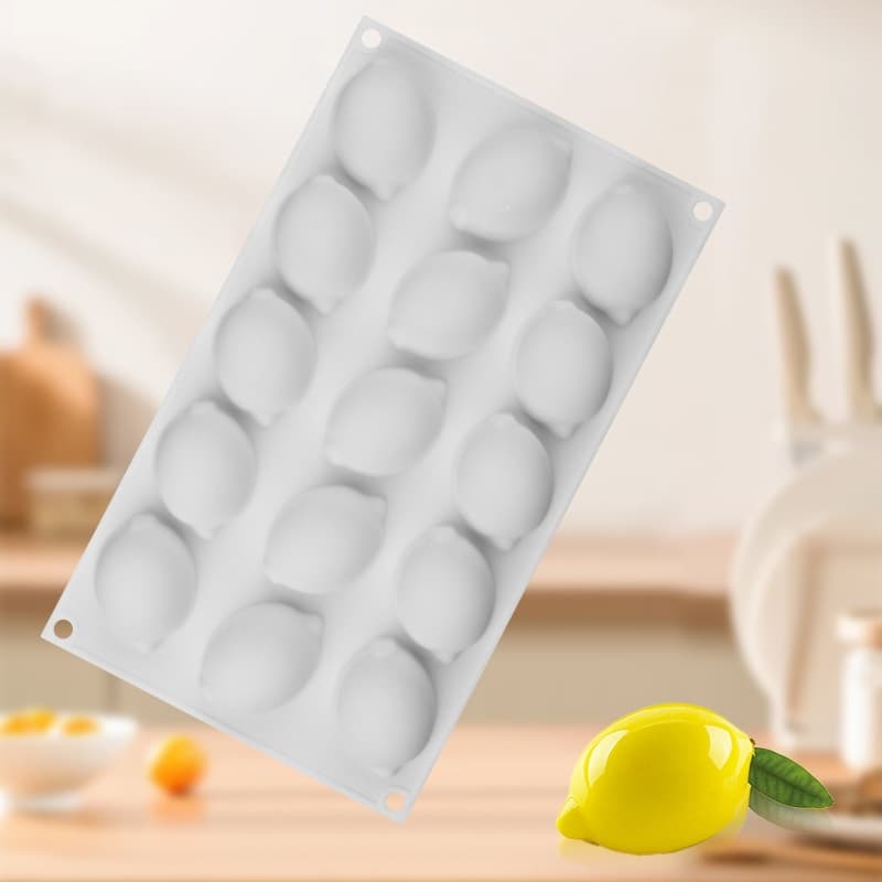 New Cross-border 15-Connected Lemon Fruit Food-Grade Silicone Mold Home Baking Mousse Cake Mold Tool