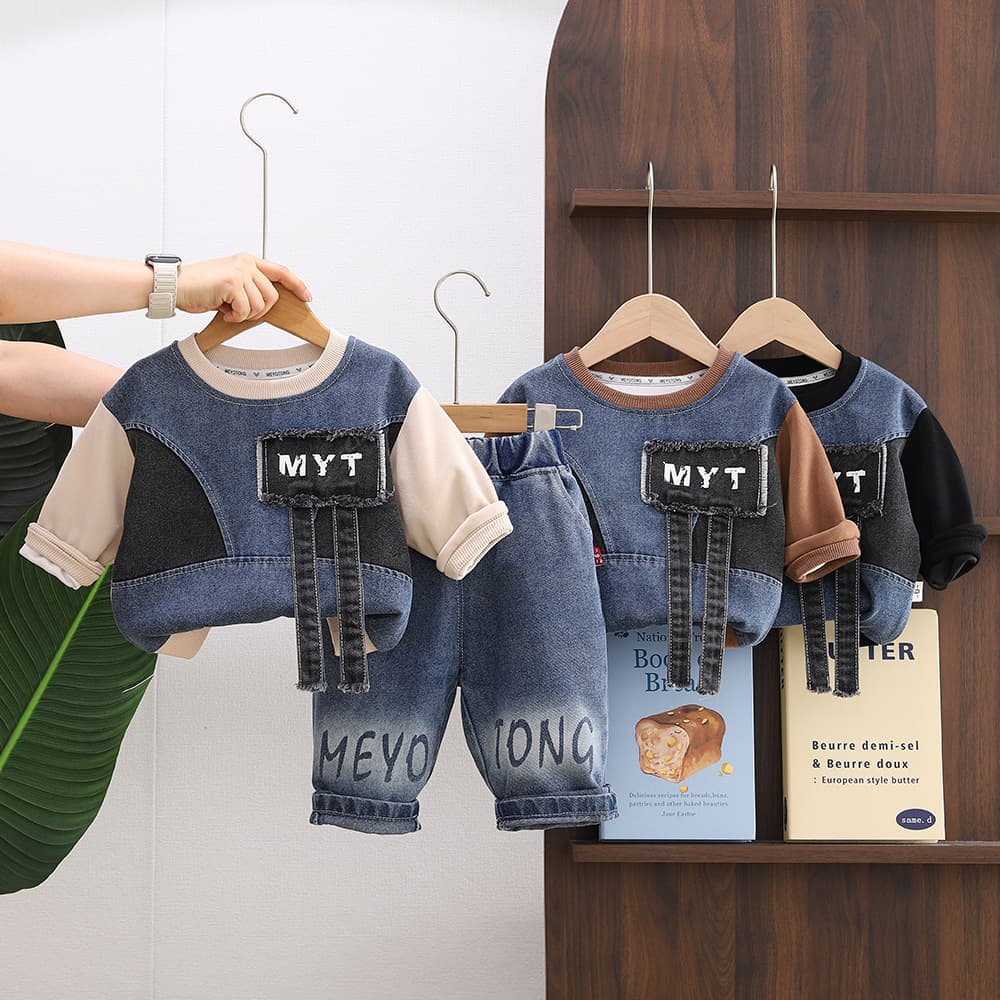 Boys Stylish Spring Autumn Denim Jacket Fashion Children 0-5 Years New Trendy Baby Autumn Two-Piece Set