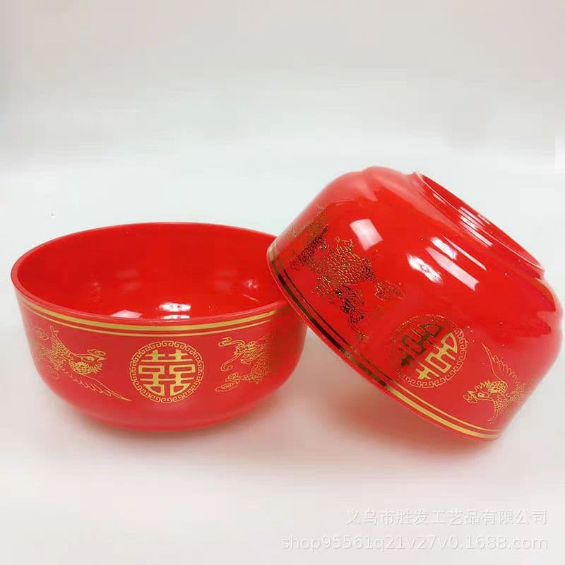Dragon and Phoenix plastic bowl hot stamping large wedding celebration bowl tribute bowl tribute bowl holy water bowl wedding table red bowl