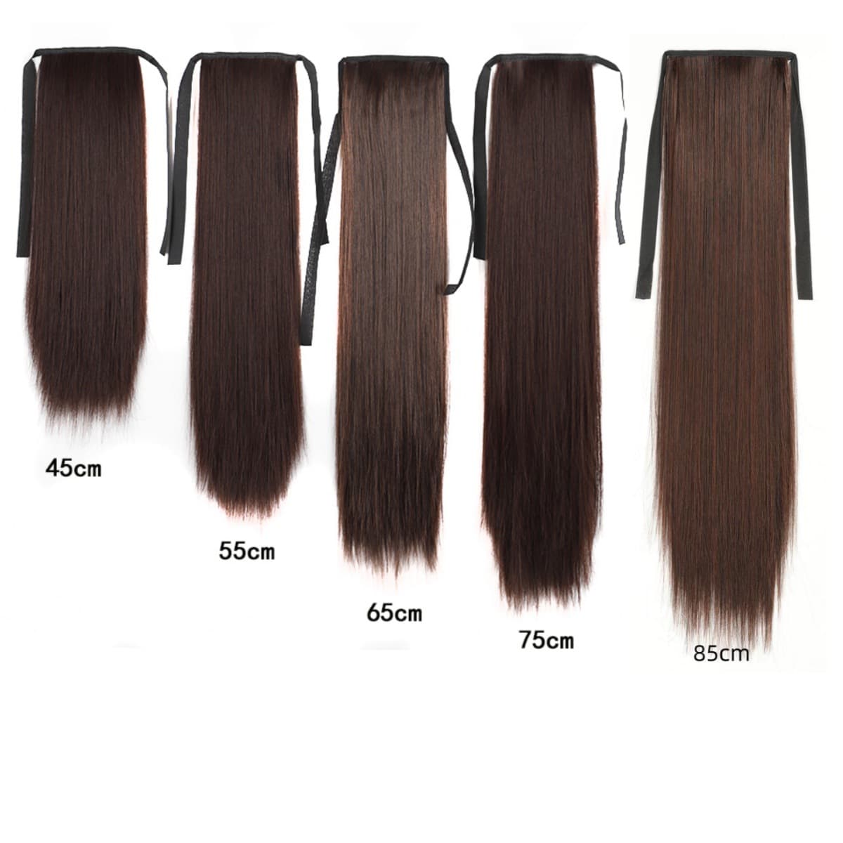 Realistic Matte Silk Straight Hair Wig Tail Fashionable Smooth Fake Hair Bun Straight Hair Tie up Fake Horse Tail Braid