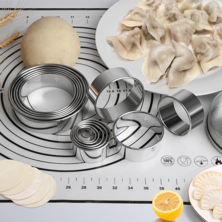 Stainless Steel Mousse Ring Cookie Mold 14-Piece Set, Donut Cookie Fondant Biscuit Mold, Baking Tool Set