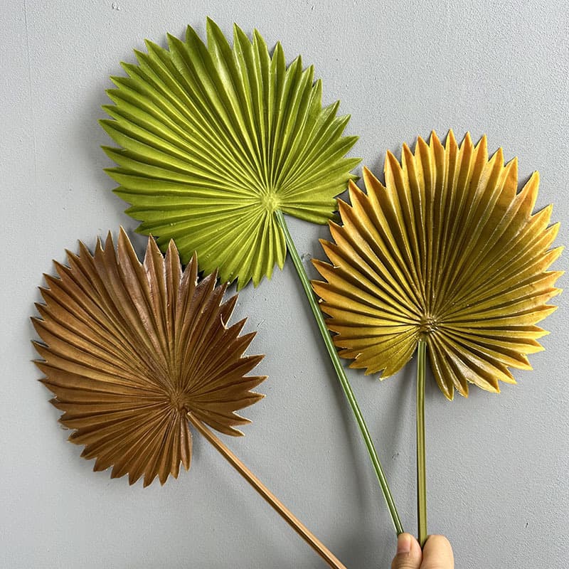 Simulated plant PU fan leaves, sunflower leaves, green plant leaves, soft furnishings, living room decorations, wedding landscaping, PU palm leaves