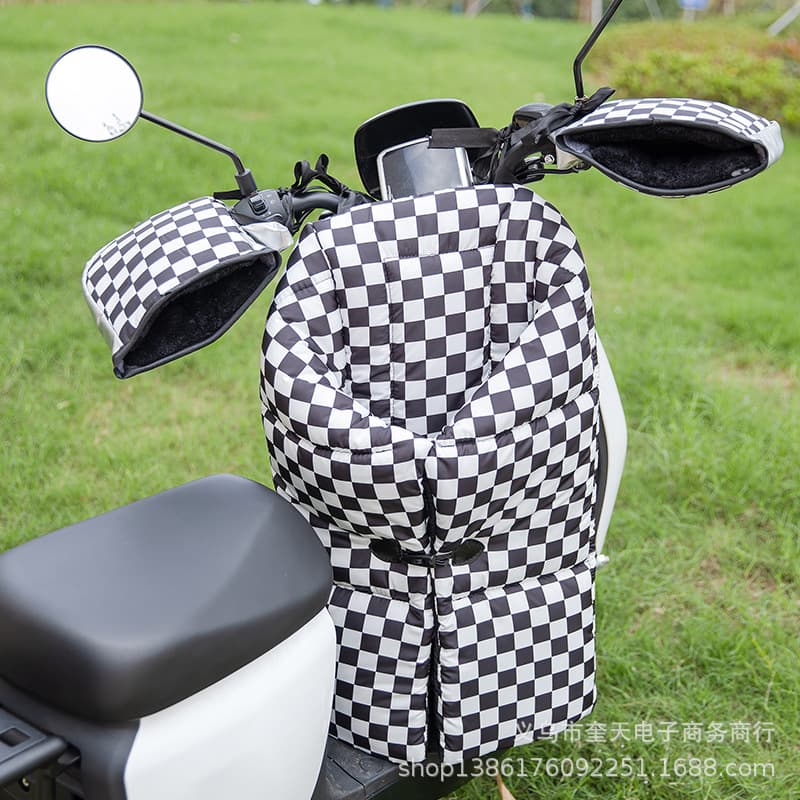 Electric Vehicle Windshield Cover Winter Detachable Thickened Double-Sided Waterproof Thickened Fleece-Lined Battery Motorcycle Windshield Cover Winter