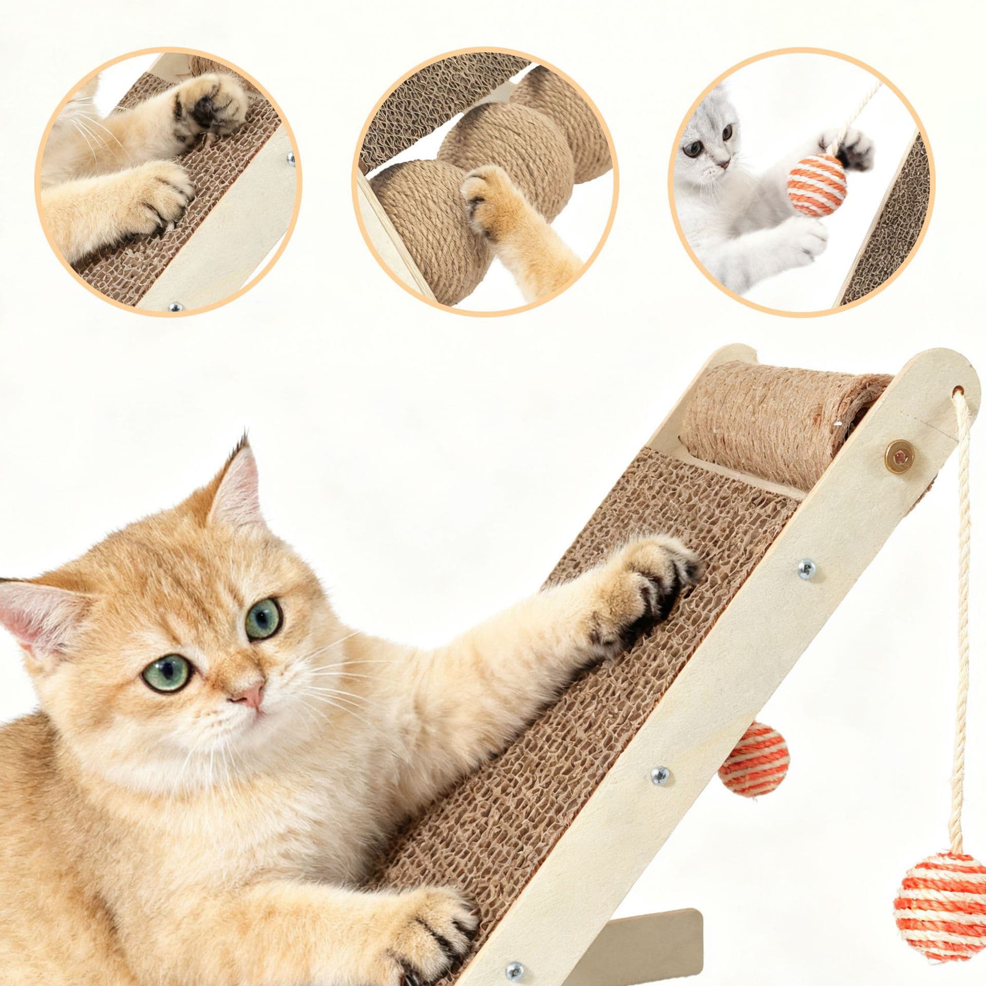 Wooden Cat Scratching Board, Wear-Resistant, Non-Shedding, Stable, Three-Dimensional, Scratch-Resistant, Corrugated Paper Cat Scratching Toy, Cat Claw Board